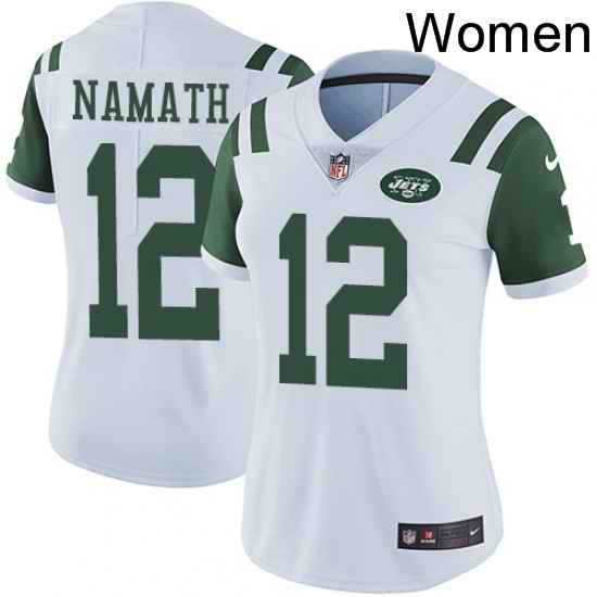 Womens Nike New York Jets 12 Joe Namath Elite White NFL Jersey